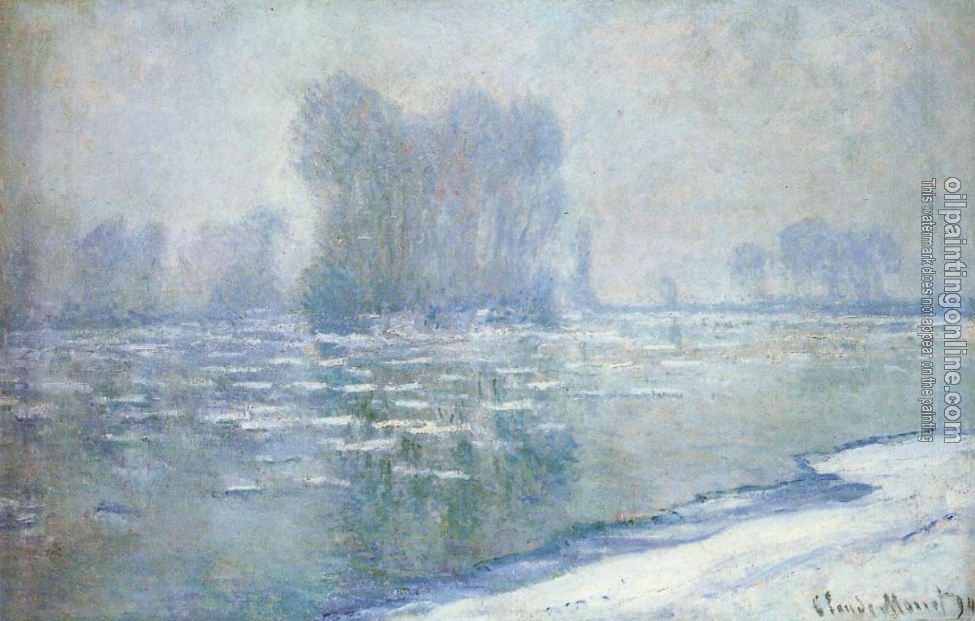 Monet, Claude Oscar - Ice Floes, Misty Morning